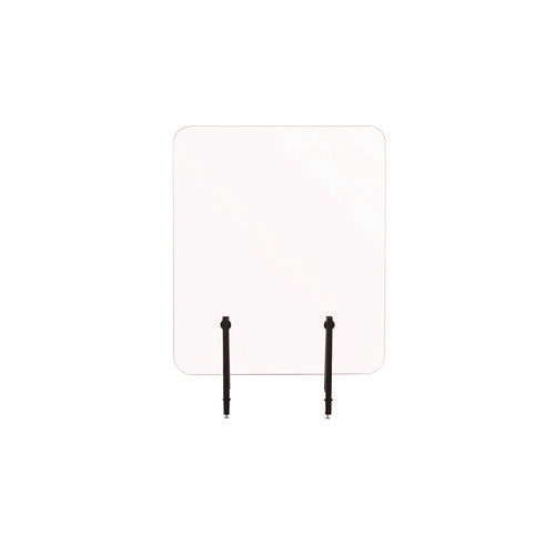 Protector Series Frameless Glass Desktop Divider, 35.4 X 0.16 X 35.4, Clear/aluminum