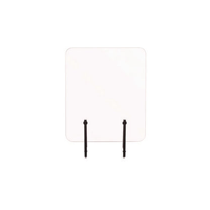 Protector Series Frameless Glass Desktop Divider, 35.4 X 0.16 X 35.4, Clear/aluminum
