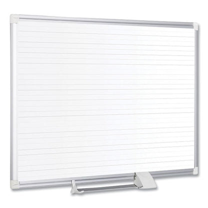 Ruled Magnetic Steel Dry Erase Planning Board, 48" X 36", White Surface, Satin Aluminum Frame
