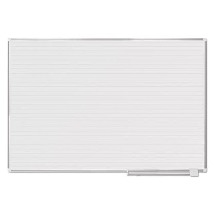 Ruled Magnetic Steel Dry Erase Planning Board, 72" X 48", White Surface, Satin Aluminum Frame
