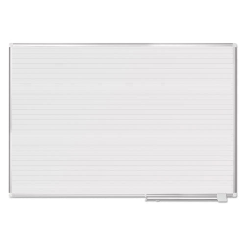 Ruled Magnetic Steel Dry Erase Planning Board, 72" X 48", White Surface, Satin Aluminum Frame