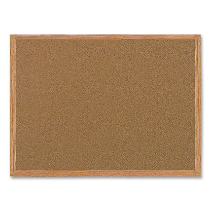 Value Cork Board With Oak Frame, 24" X 36", Brown Surface, Natural Oak Frame
