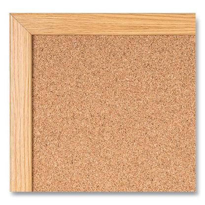 Value Cork Board With Oak Frame, 24" X 36", Brown Surface, Natural Oak Frame