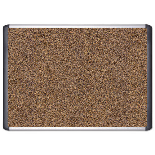 Tech Cork Board, 36" X 24", Tan Surface, Silver/black Aluminum Frame
