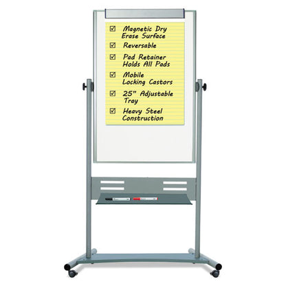 Revolver Easel, Vertical Orientation, 35.4" X 47.2", White Surface, Satin Aluminum Frame