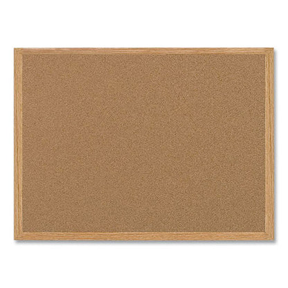 Earth Cork Board, 36" X 24", Tan Surface, Oak Finished Wood Frame