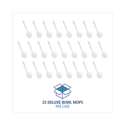 Deluxe Toilet Bowl Mop, 12" Handle, 2" Mop Head, White, 25/carton