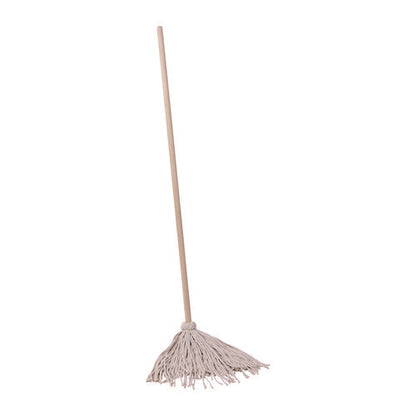 Handle/deck Mops, #20 White Cotton Head, 54" Natural Wood Handle