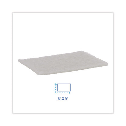 Light-duty Scouring Pad, 6 X 9, White, 20/carton