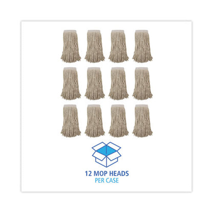 Mop Head, Premium Saddleback Head, Cotton Fiber, 24 Oz, White, 12/carton