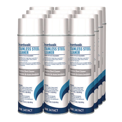 Stainless Steel Cleaner And Polish, Water-in-oil Based, Lemon Scent, 18 Oz Aerosol Spray, 12/carton