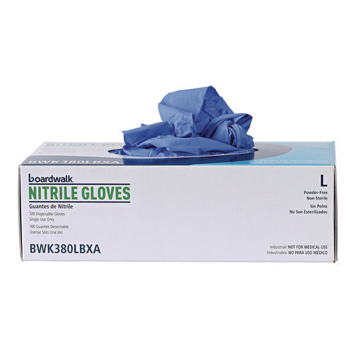 380 Series Disposable General-purpose Nitrile Gloves, Powder-free, Large, 4 Mil Thick, 9.5" Long, Blue, 100/box, 10 Boxes/ct