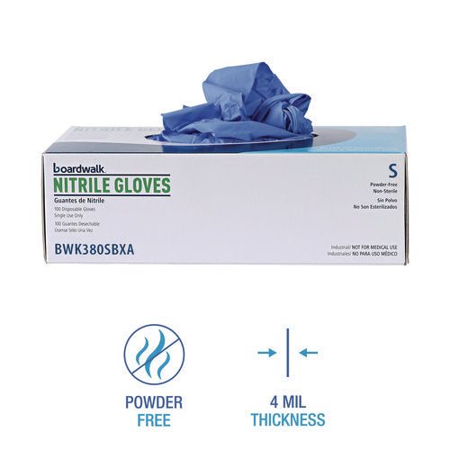 380 Series Disposable General-purpose Nitrile Gloves, Powder-free, Small, 4 Mil Thick, 9.5" Long, Blue, 100/box