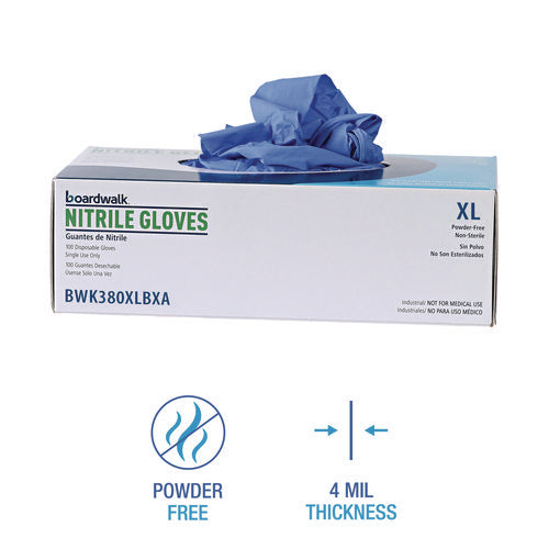 380 Series Disposable General-purpose Nitrile Gloves, Powder-free, X-large, 4 Mil Thick, 9.5" Long, Blue,100/box, 10 Boxes/ct