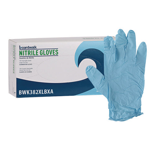 Disposable Examination Nitrile Gloves, Powder-free, X-large, 5 Mil Thick, 9.5" Long, Blue, 100/box