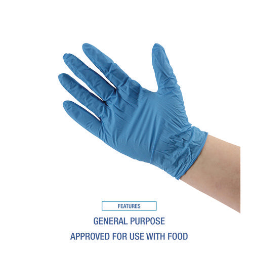 395 Series Disposable General-purpose Nitrile Gloves, Powder-free, Large, 5 Mil Thick, 9.5" Long, Blue, 100/box
