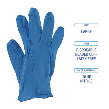 395 Series Disposable General-purpose Nitrile Gloves, Powder-free, Large, 5 Mil Thick, 9.5" Long, Blue, 100/box