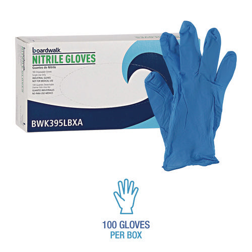 395 Series Disposable General-purpose Nitrile Gloves, Powder-free, Large, 5 Mil Thick, 9.5" Long, Blue, 100/box, 10 Boxes/ct