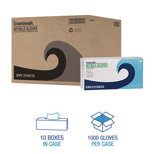 395 Series Disposable General-purpose Nitrile Gloves, Powder-free, Medium, 5 Mil Thick, 9.5" Long, Blue, 100/box, 10 Boxes/ct