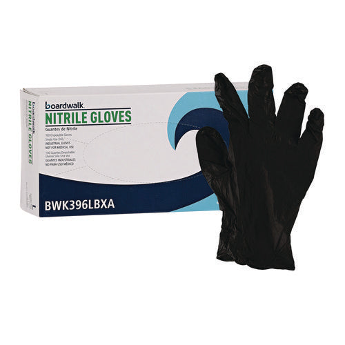 396 Series Disposable General-purpose Nitrile Gloves, Powder-free, Large, 4.4 Mil Thick, 9.5" Long, Black, 100/box