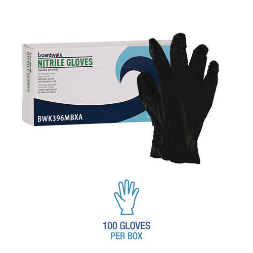 396 Series Disposable General-purpose Nitrile Gloves, Powder-free, Medium, 4.4 Mil Thick, 9.5" Long, Black, 100/bx, 10 Bx/ct