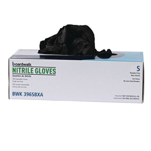 396 Series Disposable General-purpose Nitrile Gloves, Powder-free, Small, 4.4 Mil Thick, 9.5" Long, Black, 100/box