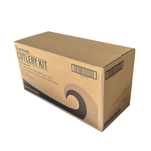 Three-piece Polystyrene Cutlery Kit, Mediumweight, Fork/knife/spoon, Plastic, Black, 250/carton