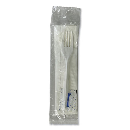 Three-piece Utensil Set, Fork/napkin/salt, Plastic, White, 500/carton