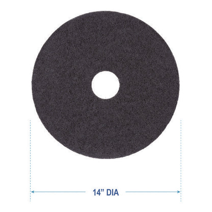 Stripping Floor Pads, 14" Diameter, Black, 5/carton