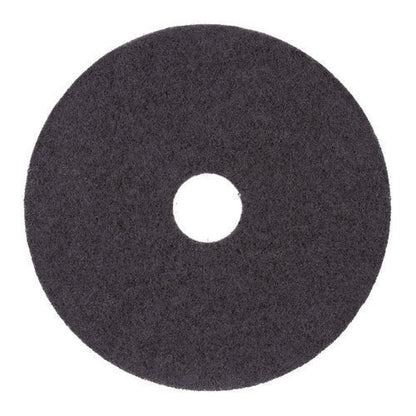 Stripping Floor Pads, 15" Diameter, Black, 5/carton