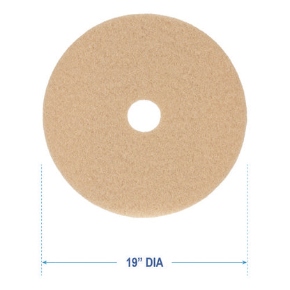 Burnishing Floor Pads, 19" Diameter, Tan, 5/carton