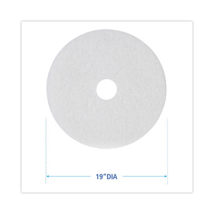 Polishing Floor Pads, 19" Diameter, White, 5/carton