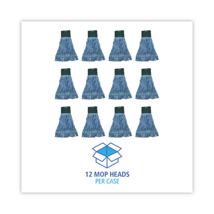 Mop Head, Premium Standard Head, Cotton/rayon Fiber, Medium, Blue, 12/carton