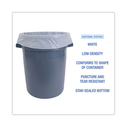 Low-density Waste Can Liners, 60 Gal, 0.5 Mil, 38" X 58", White, Perforated Roll, 10 Bags/roll, 10 Rolls/carton