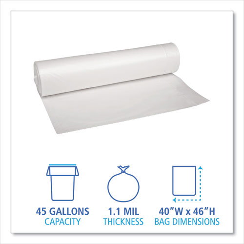 Recycled Low-density Polyethylene Can Liners, 45 Gal, 1.1 Mil, 40" X 46", Clear, Perforated, 10 Bags/roll, 10 Rolls/carton