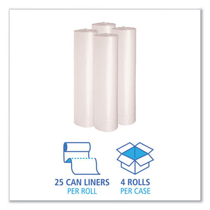 Recycled Low-density Polyethylene Can Liners, 56 Gal, 1.4 Mil, 43" X 47", Clear, Perforated, 10 Bags/roll, 10 Rolls/carton