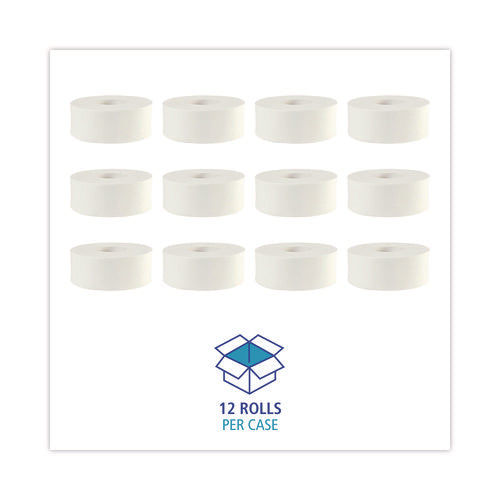 Jrt Jumbo Roll Bathroom Tissue, Septic Safe, 2-ply, 3.3" X 1,000 Ft, White, 12 Rolls/carton