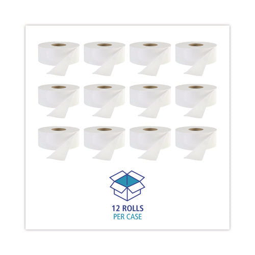 Jrt Jr. Bath Tissue, Jumbo, Septic Safe, 1-ply, 3.3" X 2,000 Ft, White, 12 Rolls/carton