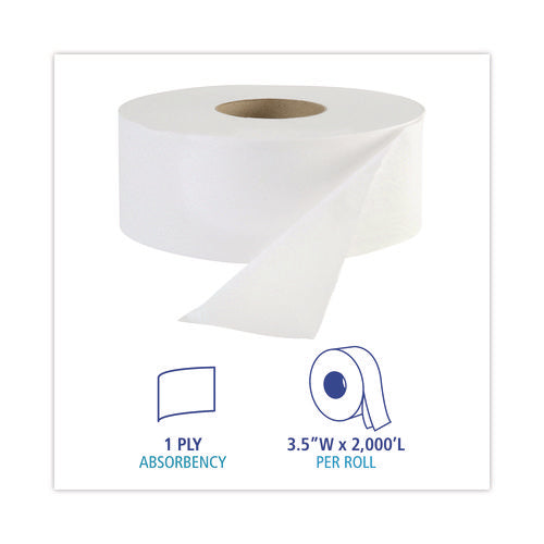 Jrt Jr. Bath Tissue, Jumbo, Septic Safe, 1-ply, 3.3" X 2,000 Ft, White, 12 Rolls/carton