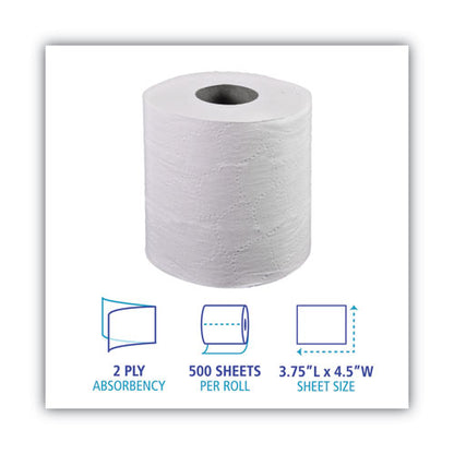 Two-ply Toilet Tissue, Septic Safe, White, 500 Sheets/roll, 96 Rolls/carton