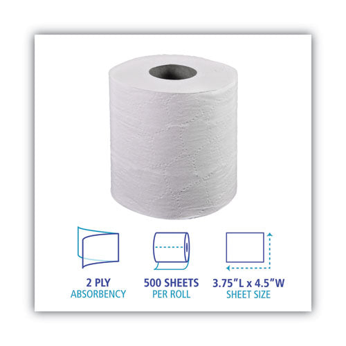 Two-ply Toilet Tissue, Septic Safe, White, 500 Sheets/roll, 96 Rolls/carton