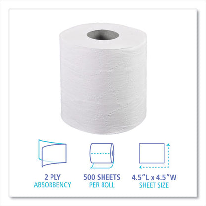 Two-ply Toilet Tissue, Septic Safe, White, 4.5 X 4.5, 500 Sheets/roll, 96 Rolls/carton