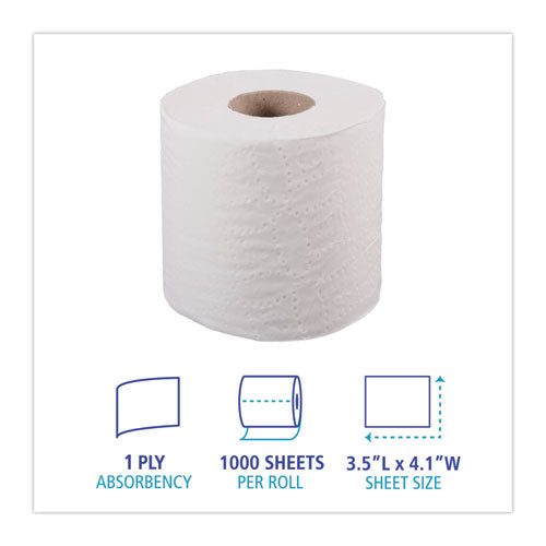 One-ply Toilet Tissue, Septic Safe, White, 1,000 Sheets/roll, 96 Rolls/carton