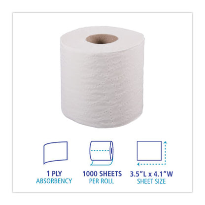 One-ply Toilet Tissue, Septic Safe, White, 1,000 Sheets/roll, 96 Rolls/carton