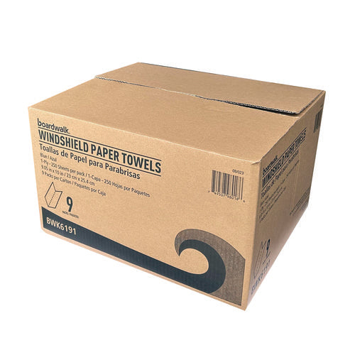 Windshield Paper Towels, 9.05 X 10, Blue, 250/pack, 9 Packs/carton