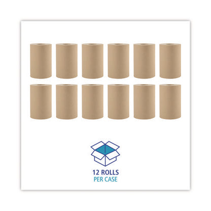 Hardwound Paper Towels, 1-ply, 8" X 350 Ft, Natural, 12 Rolls/carton