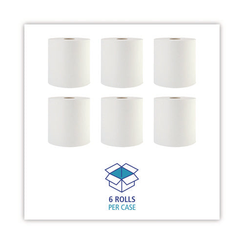 Hardwound Paper Towels, 1-ply, 8" X 800 Ft, White, 6 Rolls/carton