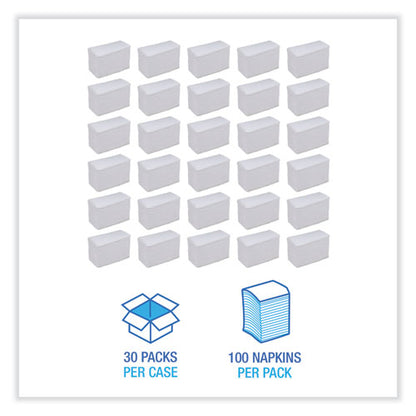 Dinner Napkin, 2-ply, 17 X 15, White, 100/pack, 30 Packs/carton