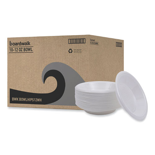 Hi-impact Plastic Dinnerware, Bowl, 10 Oz To 12 Oz, White, 1,000/carton