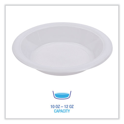 Hi-impact Plastic Dinnerware, Bowl, 10 Oz To 12 Oz, White, 1,000/carton